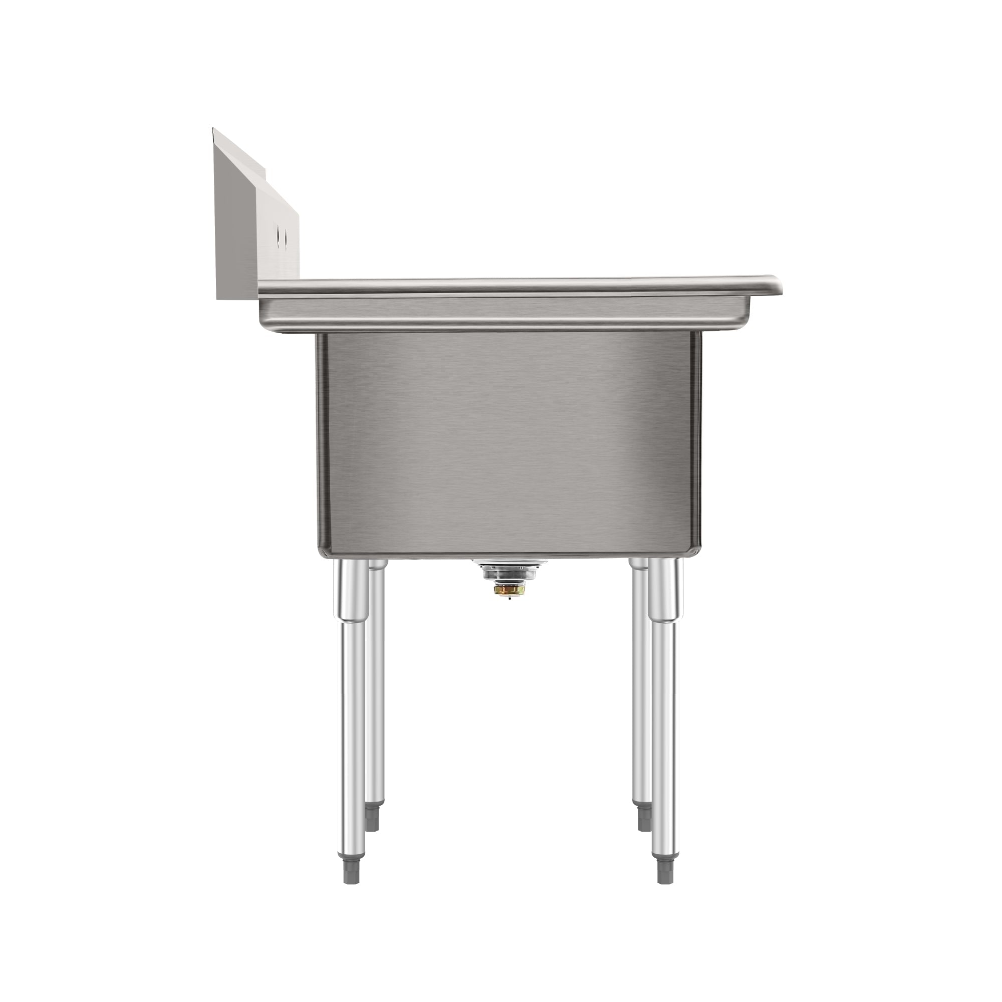 84 in. 18-Gauge 2-Compartment Commercial Sink with Backsplash and 24 in. Dual Drainboards, Bowl dimensions 18"x24"x14" in Stainless-Steel