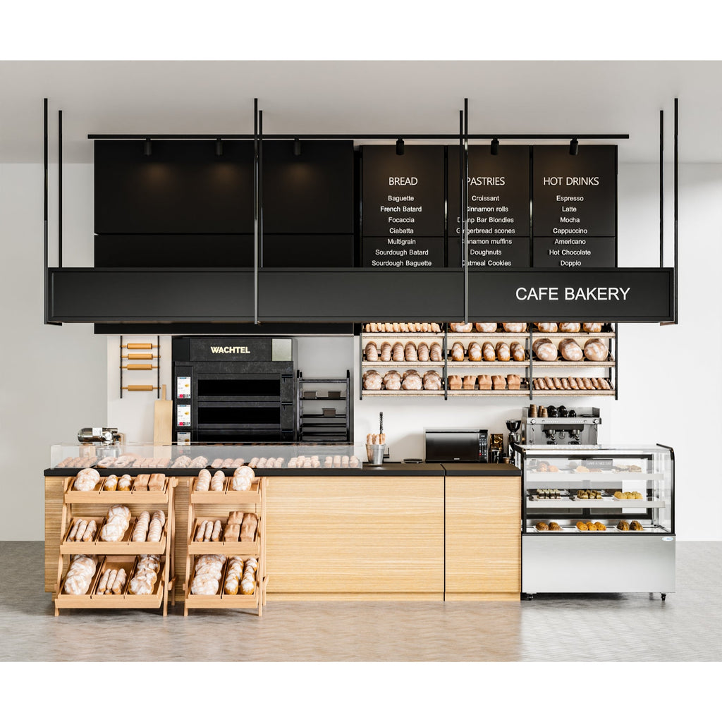 47 in. Dry Bakery Display Case with Front Curved Glass Protection, 14 cu ft.