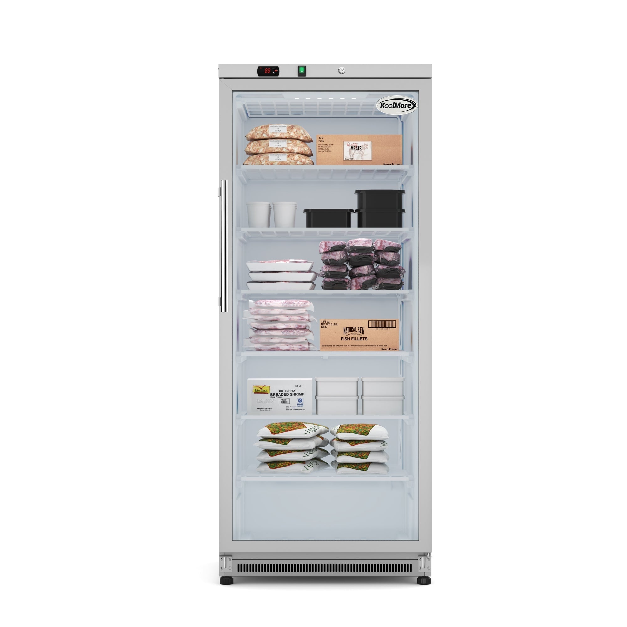 21 Cu. Ft. Commercial Freezer with Glass Door in Stainless Steel - Manual Defrost