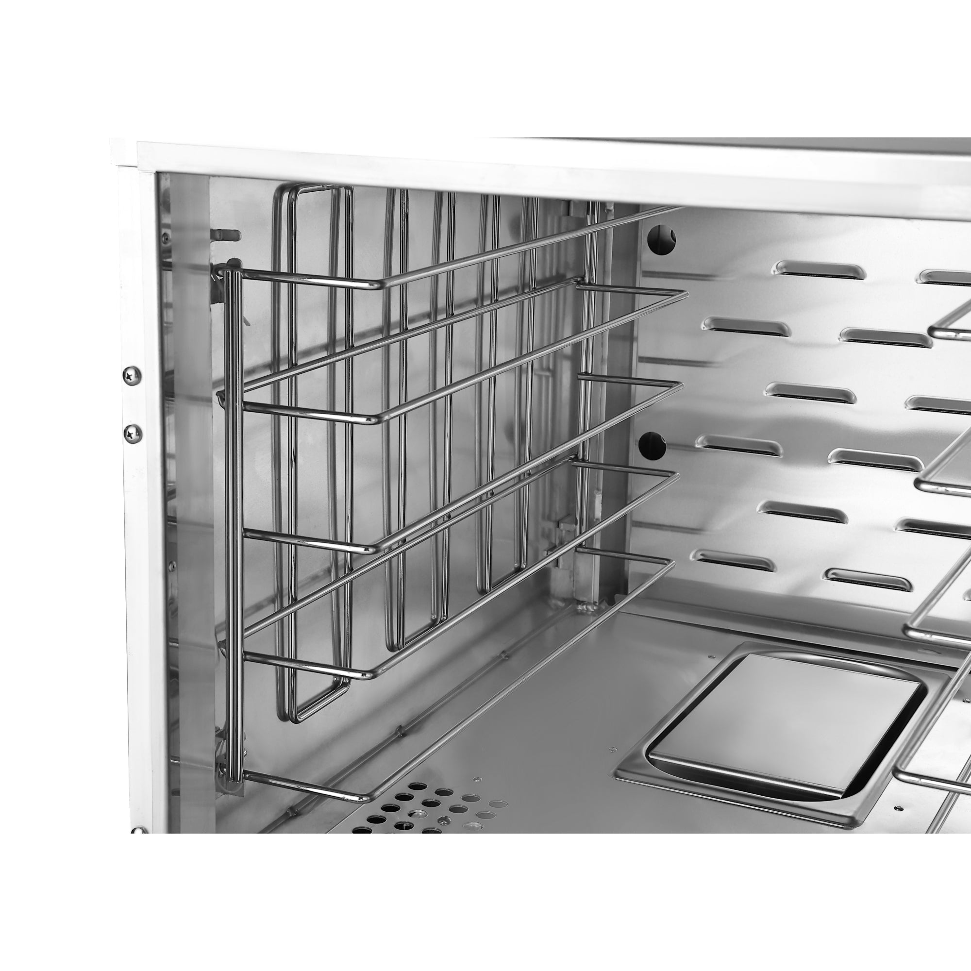 33 in. Commercial Half Size Non-Insulated 12-Pan Holding Cabinet with Wire Racks and Solid Dutch Doors in Silver