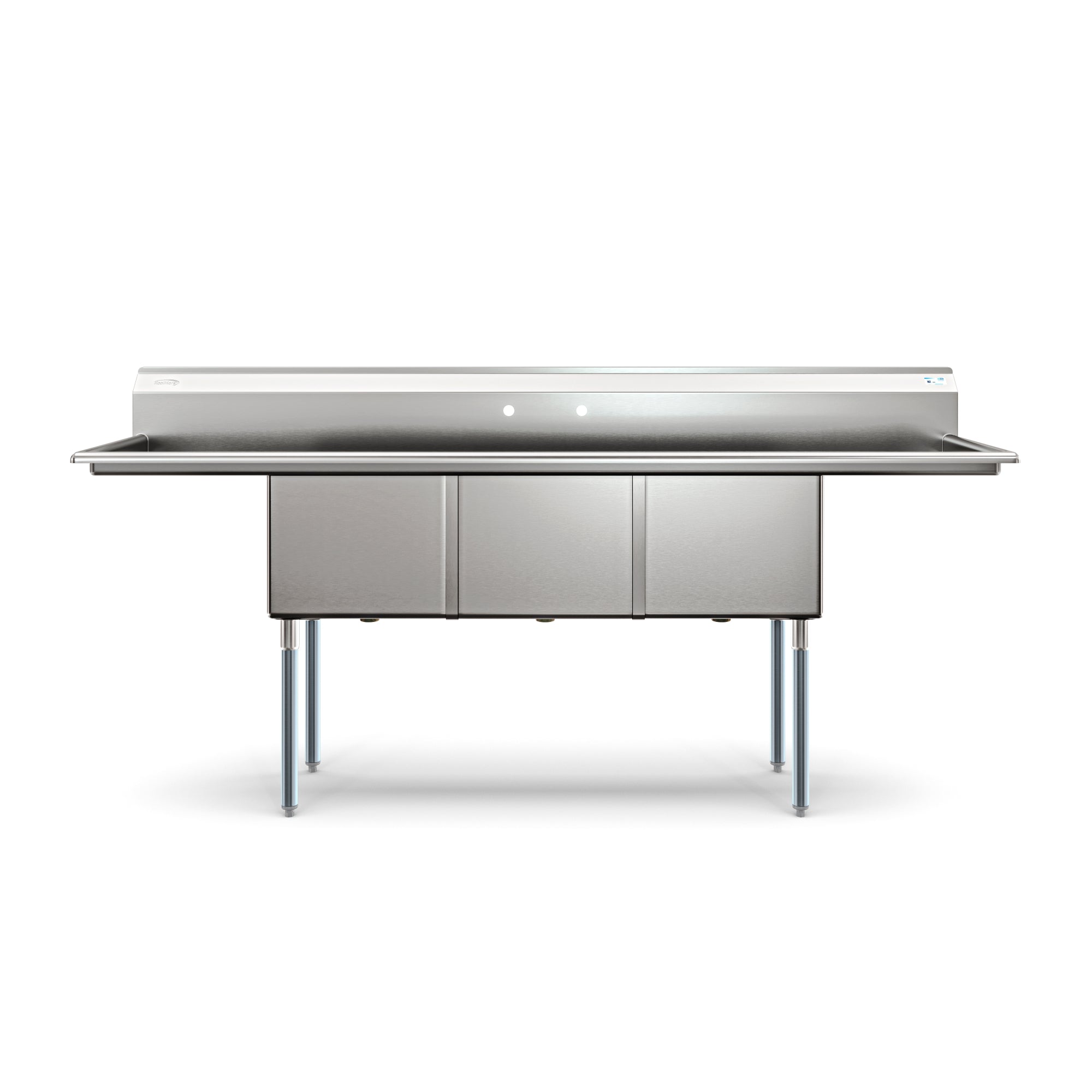 90 in. Three Compartment Commercial Sink Bowl Size 18x18x14 18-Gauge Stainless-Steel with 2 Drainboards