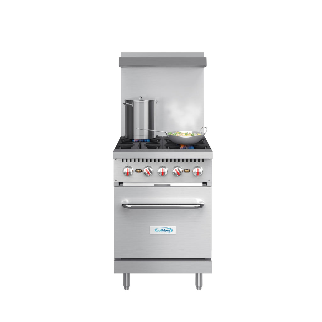 24 in. 4 Burner Commercial Liquid Propane Range with Oven in Stainless-Steel