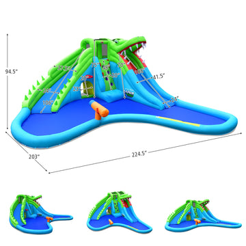 Costway Inflatable Crocodile Water Slide Bounce Castle w/ 680W Blower 81297465 New
