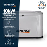 Generac 7257 10kW Standby Generator Natural Gas Propane Air-Cooled Wi-Fi 120/240V New