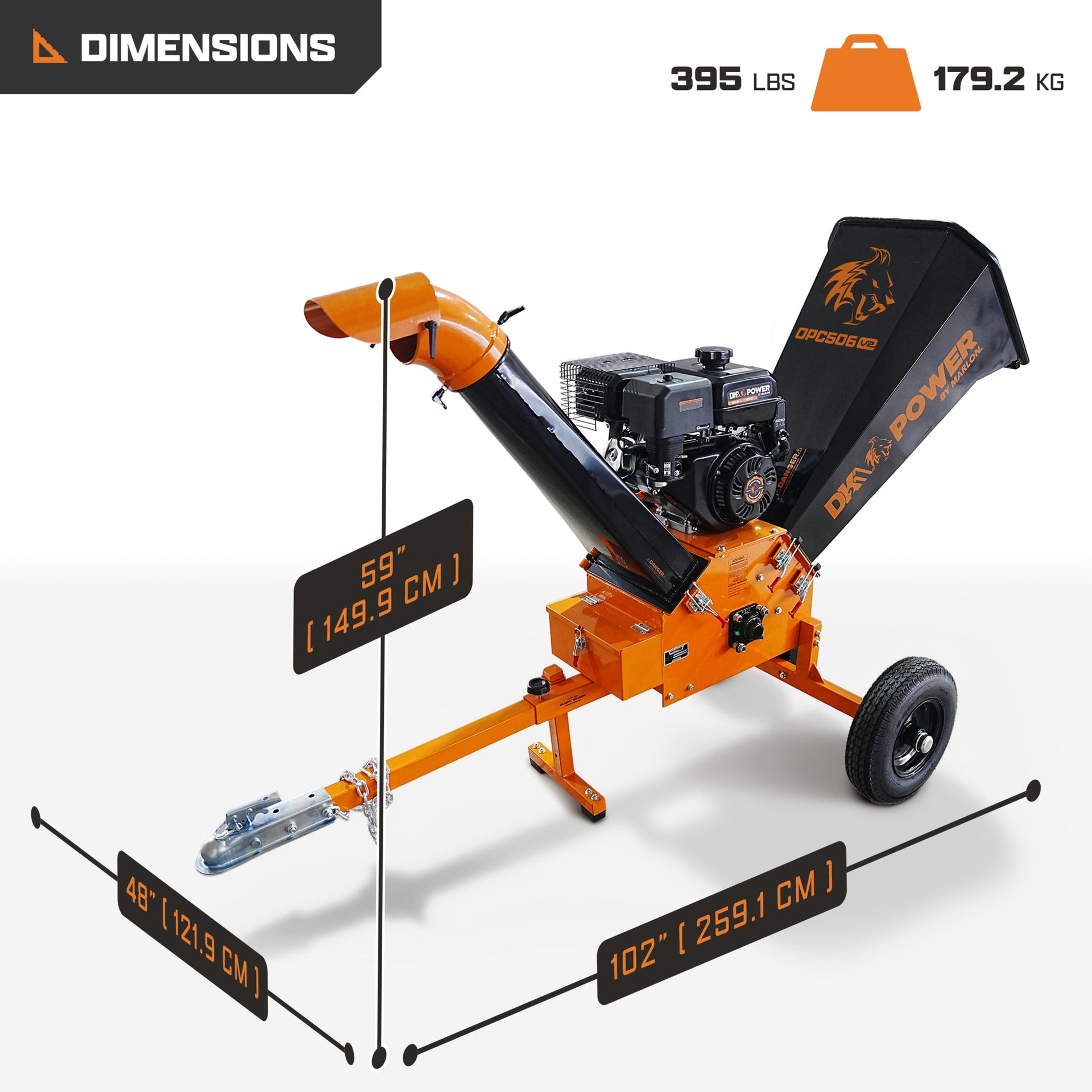 DK2 Chipper Shredder 6" Capacity 15 HP Gas Powered Tow-Behind OPC506-V2 New