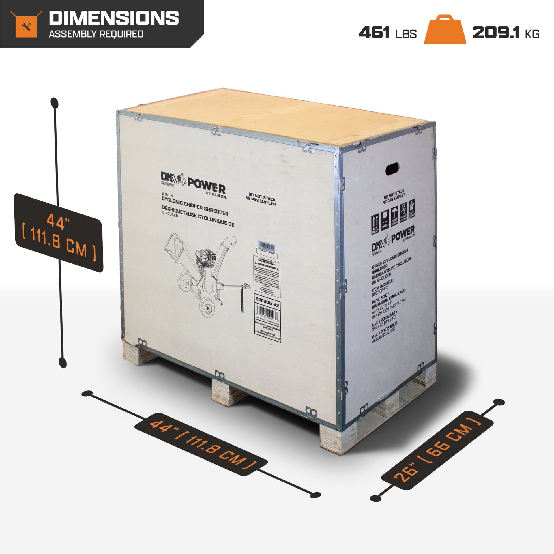 DK2 Chipper Shredder 6" Capacity 15 HP Gas Powered Tow-Behind OPC506-V2 New