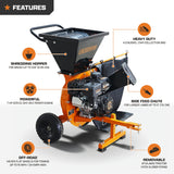 DK2 Chipper Shredder 3" Capacity 7 HP Gas Powered with Chip Bag OPC513-V2 New