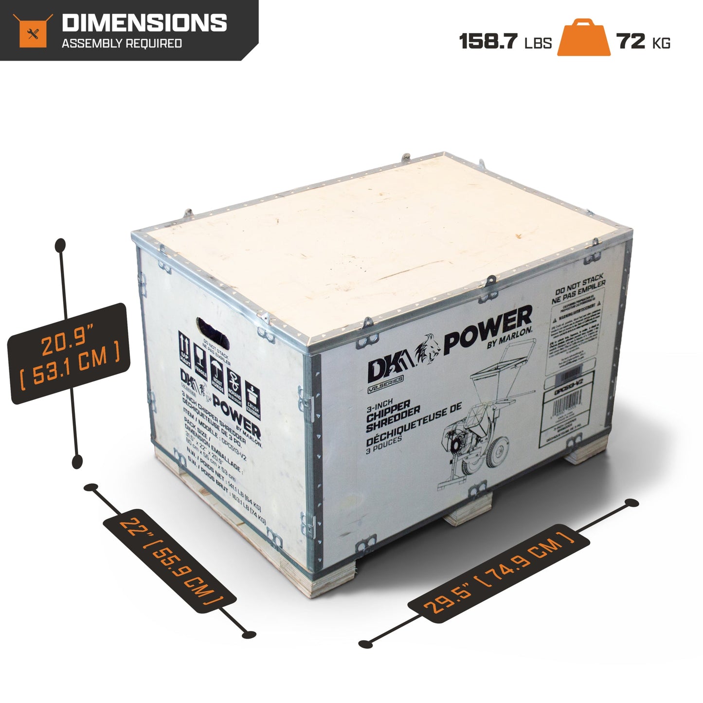 DK2 Chipper Shredder 3" Capacity 7 HP Gas Powered with Chip Bag OPC513-V2 New