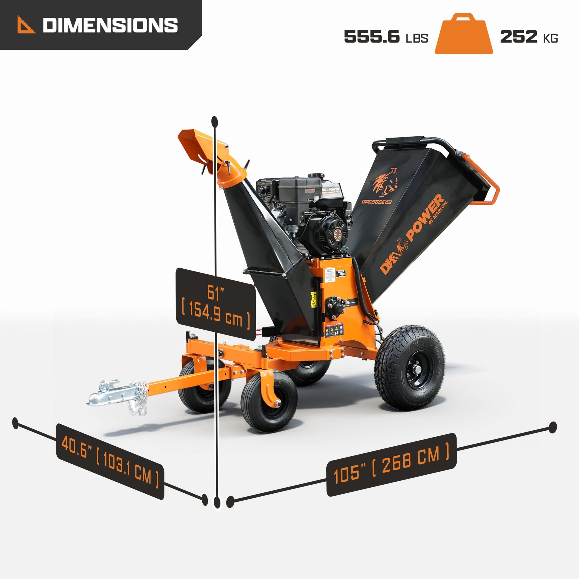 DK2 Kinetic Wood Chipper 6" Capacity 19.5 HP Gas Powered Electric Start OPC566E-V2 New