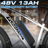 Funhang Electric Bike for Adults, 1000W Peak Ebike, 20MPH 60Miles Electric Mountain Bike, 26" Fat Tire Electric Bicycle with 48V 13AH Battery, Front Suspension,7 Speed, Rear Rack, UL 2849 Certified