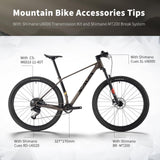 SAVADECK Carbon Fiber MTB with U6000 10 Speed Shift Groupset, Hydraulic Disc Brake with MT200 Break System (Midnight Black, 29 * 17)