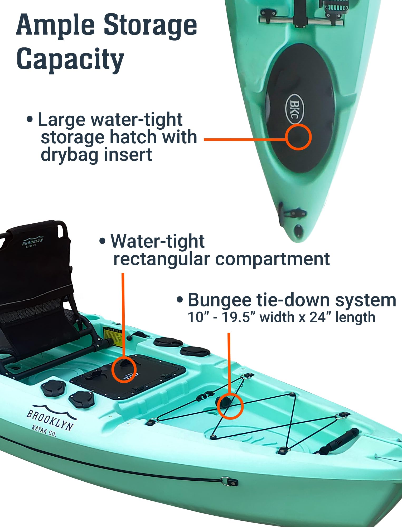 Brooklyn 12.0 Pro Single Propeller Pedal Kayak by BKC, 12 ft Sit-On-Top Fishing Kayak, Hands-Free Pedal Drive, Rudder Steering, 70 lb Hull, Rod Holders & Large Storage (Teal)
