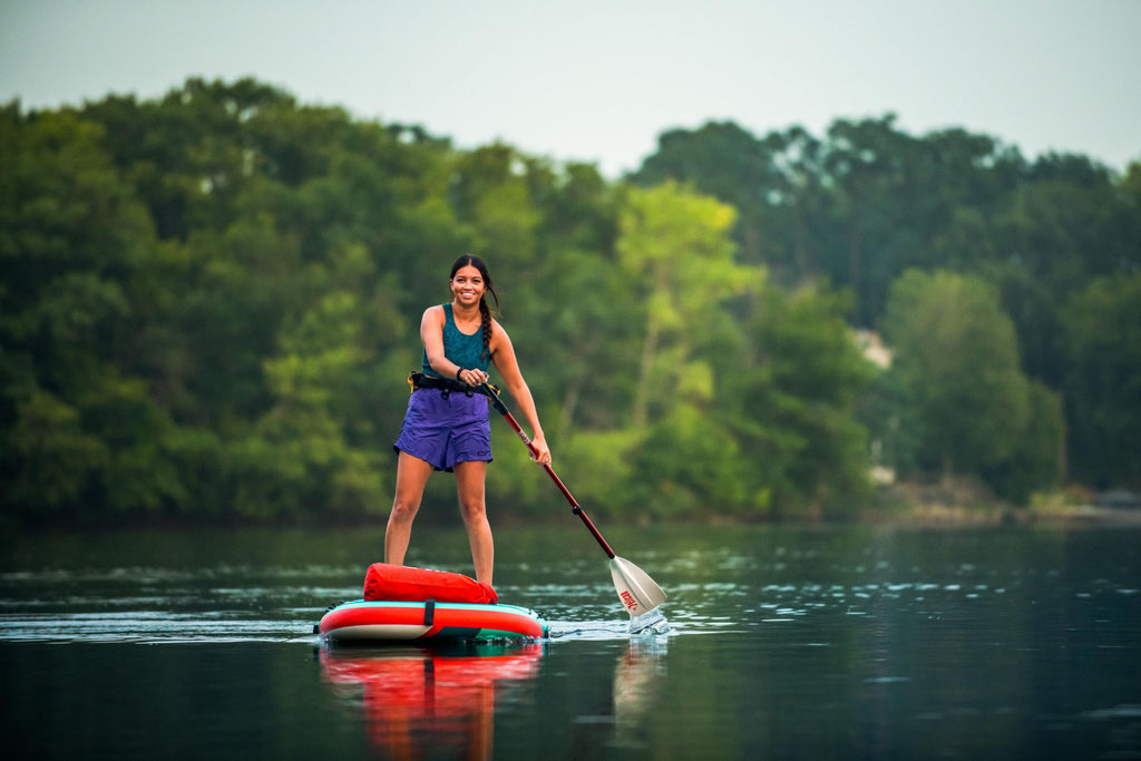 Pelican LoungeBoard Inflatable SUP - Recreational Stand Up Paddle Board - Yoga and Adventure Ready - Bag & Paddle Included - 9ft - Turquoise