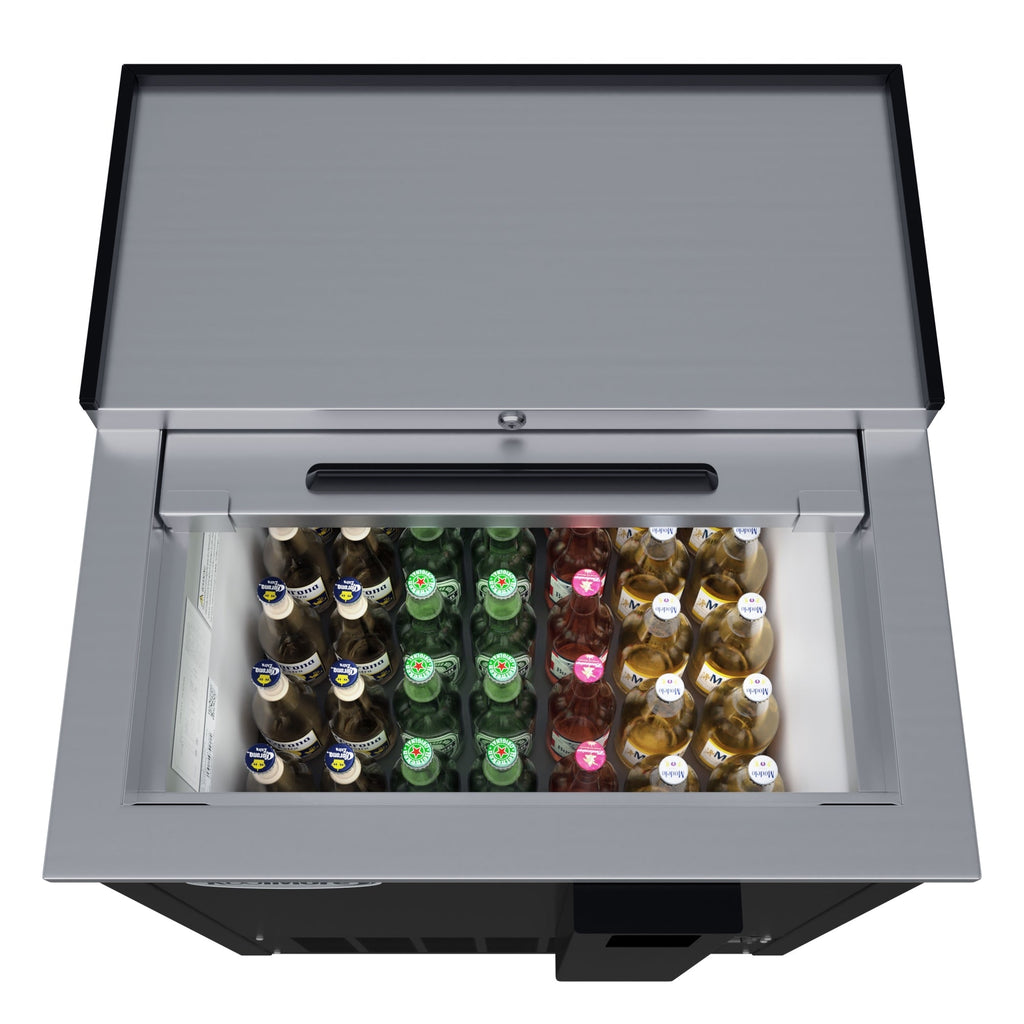 25 in. Commercial Bottle Cooler in Black with Built-In Opener, ETL Listed, 5 cu. ft.