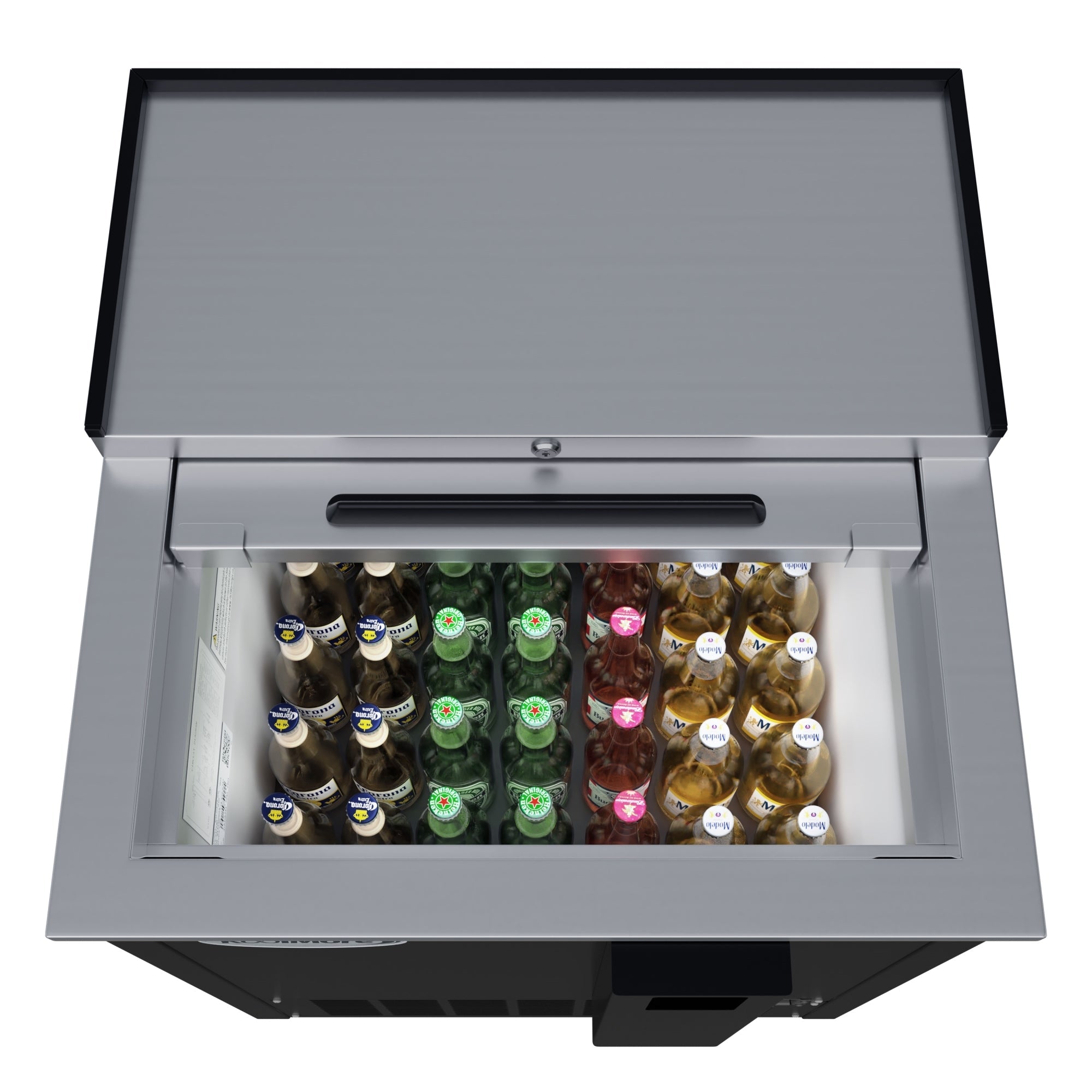 25 in. Commercial Bottle Cooler in Black with Built-In Opener, ETL Listed, 5 cu. ft.
