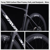 SAVADECK A7L Carbon Road Bike, T800 Carbon Fiber Frame 700C Racing Bicycle with Shimano 105 R7100 24 Speed Groupset and Hydraulic Disc Brake, Ultra-Light Carbon Bike for Man and Women(White,54CM)