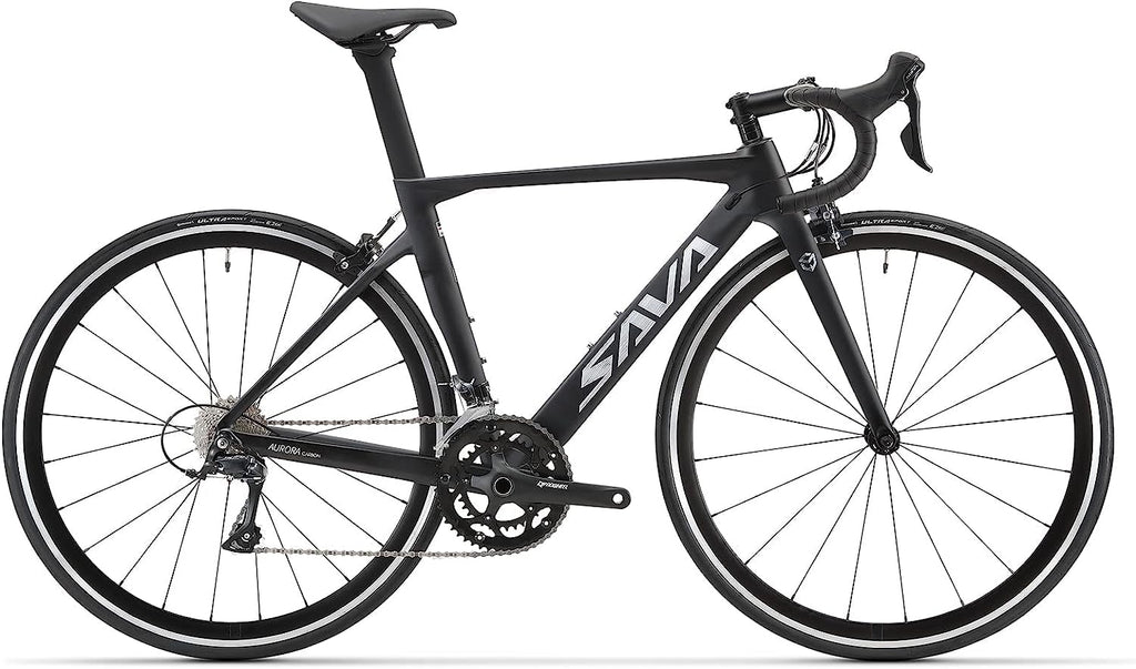 SAVADECK Carbon Road Bike with Shimano SORA R3000 18 Speed Derailleur System,Racing Bicycle with Carbon Fiber Frame Carbon Fork and Double V Brake for Adult.(Black 47cm)