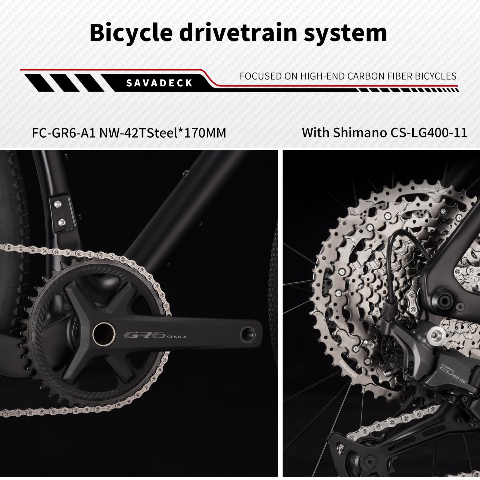 SAVADECK Carbon Gravel Bike - T800 Carbon Frame & Fork | Shimano U6000 11-Speed Groupset | Hydraulic Disc Brakes | 700CX40mm All-Terrain Tires | Men & Women Road/Off-Road Bicycle (Gold, 51cm)