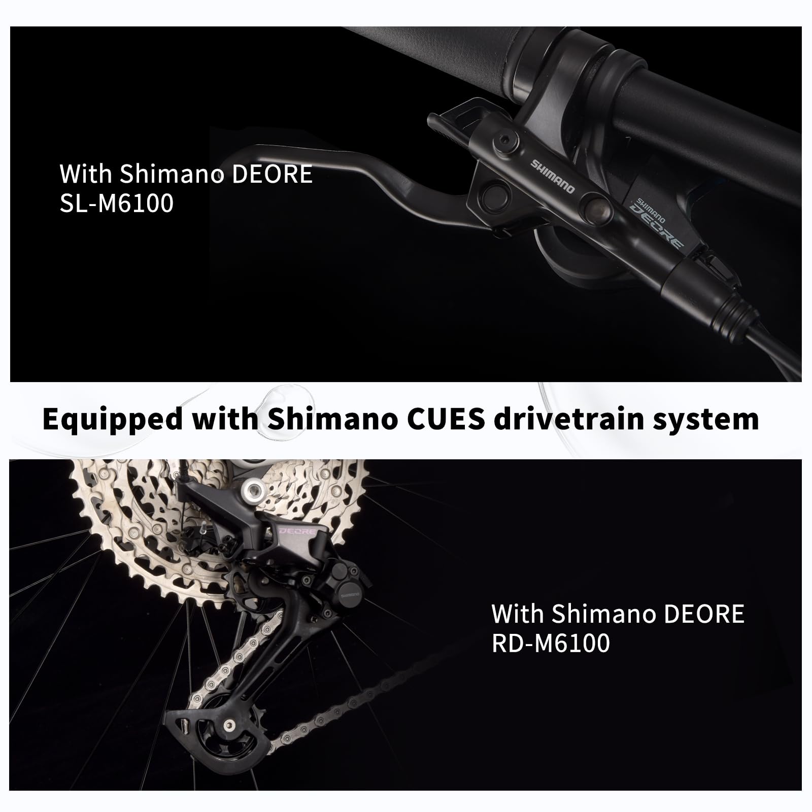 SAVADECK Carbon Fiber Mountain Bike with Shimano Deore M6100 12-Speed, MTB Bicycle with Hydraulic Disc Brakes(White, 27.5 * 17)