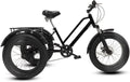 便利100 7-Speed Low Step-Through Tricycle 20" x 4.0 All Terrain Fat Tire Trike Urban Leisure Cycling Three-Wheel Bikes with Carry Cargo Basket, Vacation Camp Recreation Shopping Adult