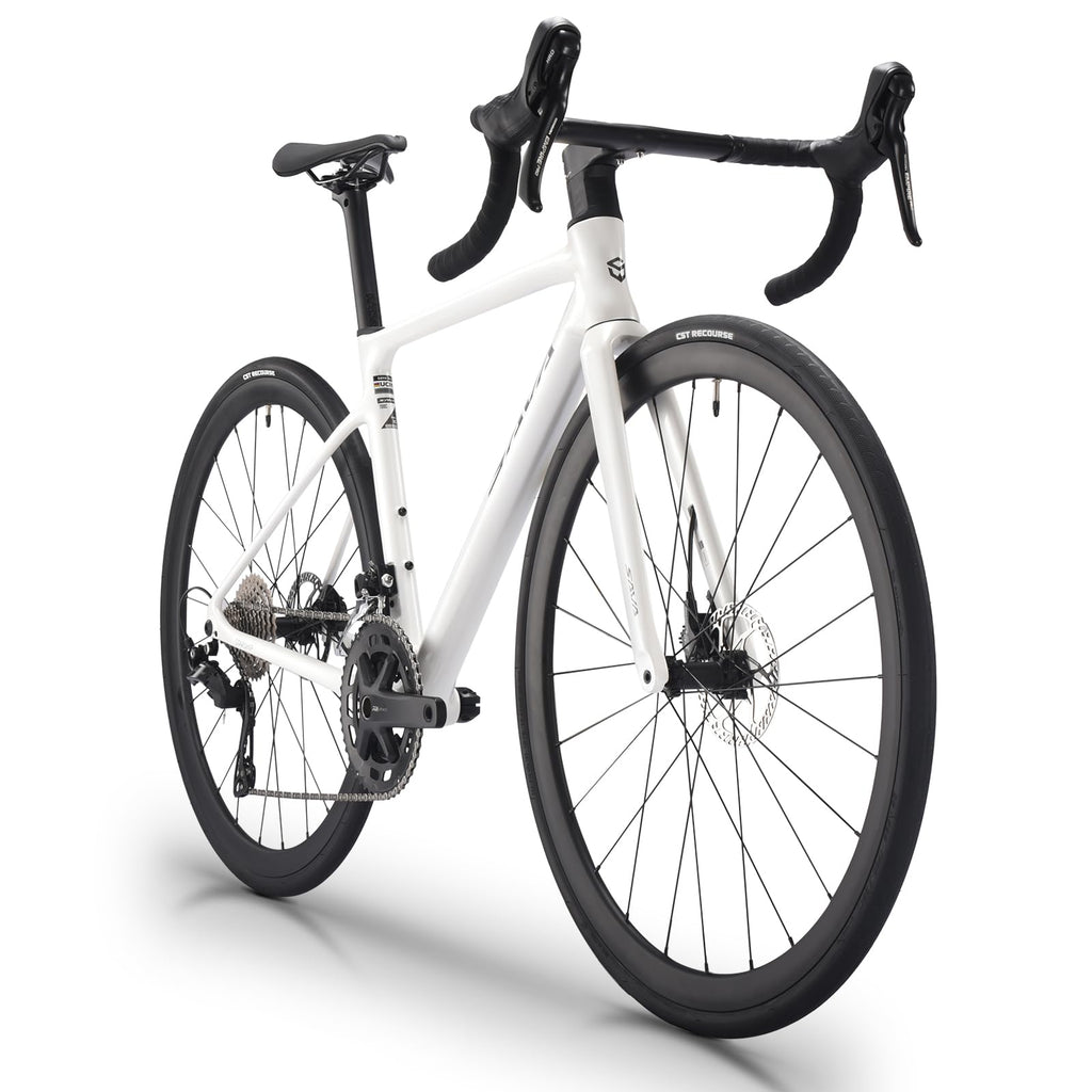 SAVADECK Carbon Fiber Lightweight Road Bike – Full Carbon Frame, Fork, Handlebar & Seatpost, Hydraulic Disc Brake with Shimano 105 R7100 24-Speed Drivetrain – Racing Bicycle for Adults(White,56cm)