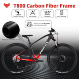TRIFOX Carbon Fiber Mountain Bike with Shimano M6100 Deore Groupset 12-Speed,Carbon Fiber Frame,Hydraulic Fork 130mm Travel,29er Mountain Bike for Adult 17/19 inch (Red, 29er * 17 inch)