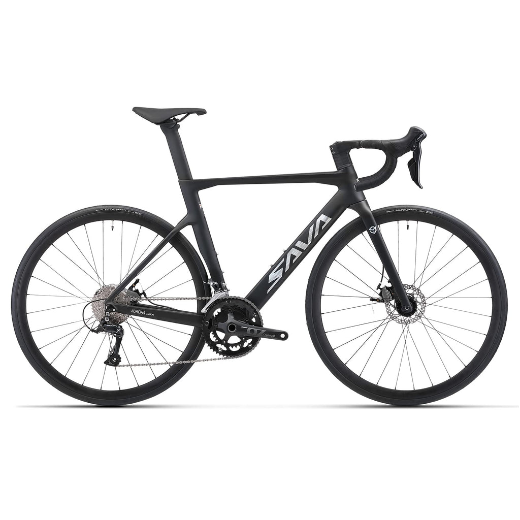 SAVADECK Carbon Disc Road Bike, Integrated Design Racing Bicycle Carbon Frame Carbon Fork with Shimano SORA R3000 Derailleur System 18 Speed Disc Brake Road Bike for Men or Women(Black,56cm)