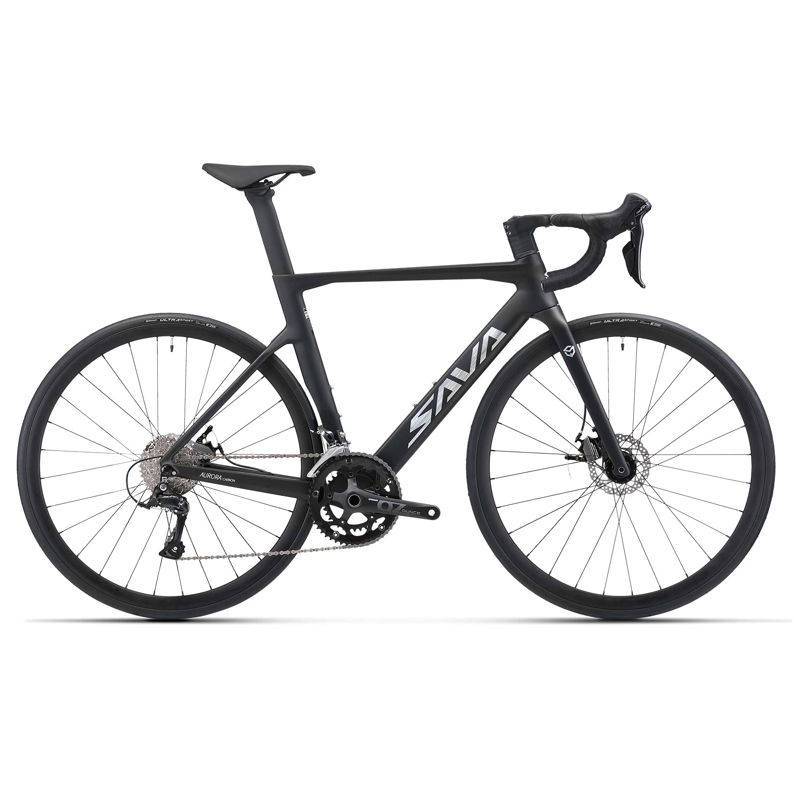 SAVADECK Carbon Disc Road Bike, Integrated Design Racing Bicycle Carbon Frame Carbon Fork with Shimano SORA R3000 Derailleur System 18 Speed Disc Brake Road Bike for Men or Women(Black,56cm)