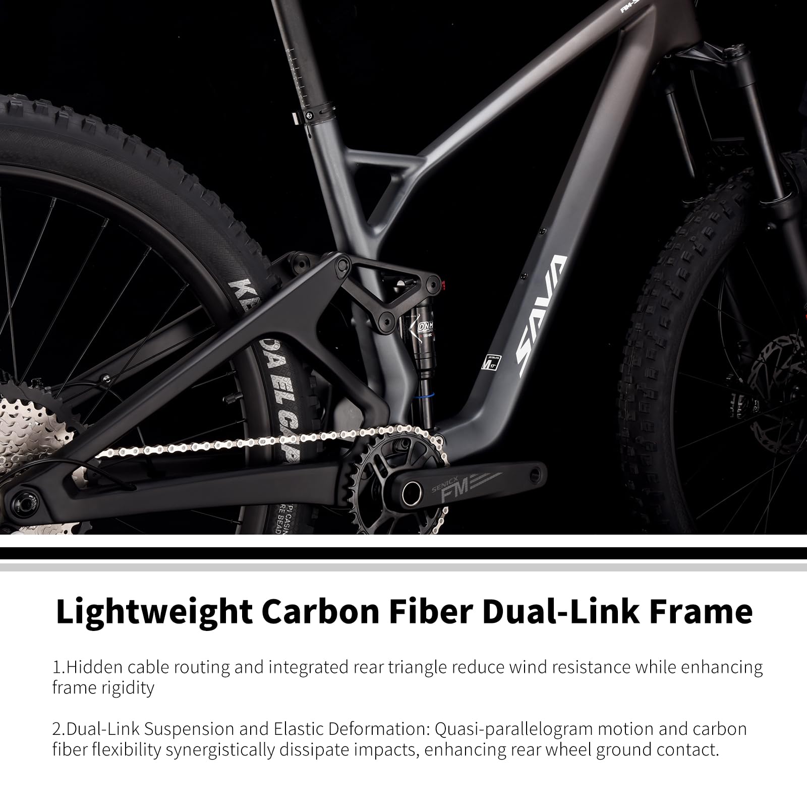 SAVADECK Carbon Fiber Soft Tail Mountain Bike All Terrain Suspension Off-Road Fox Front Fork and Adult Racing, Firepower Orange-M6100-12 Speed (Gray, 29 * 19)