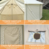DANCHEL OUTDOOR B6 4 Season High Wall Yurt with Stove Jack, No Center Pole, Flame Retardant 900D Oxford Large Bell Tent Cabin House 4-5 Person Family Glamping, 13ft/4m