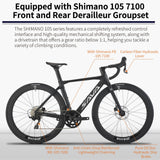 SAVADECK A7L Carbon Road Bike, T800 Carbon Fiber Frame 700C Racing Bicycle with Shimano 105 R7100 24 Speed Groupset and Hydraulic Disc Brake, Ultra-Light Carbon Bike for Man and Women(Black,47cm)