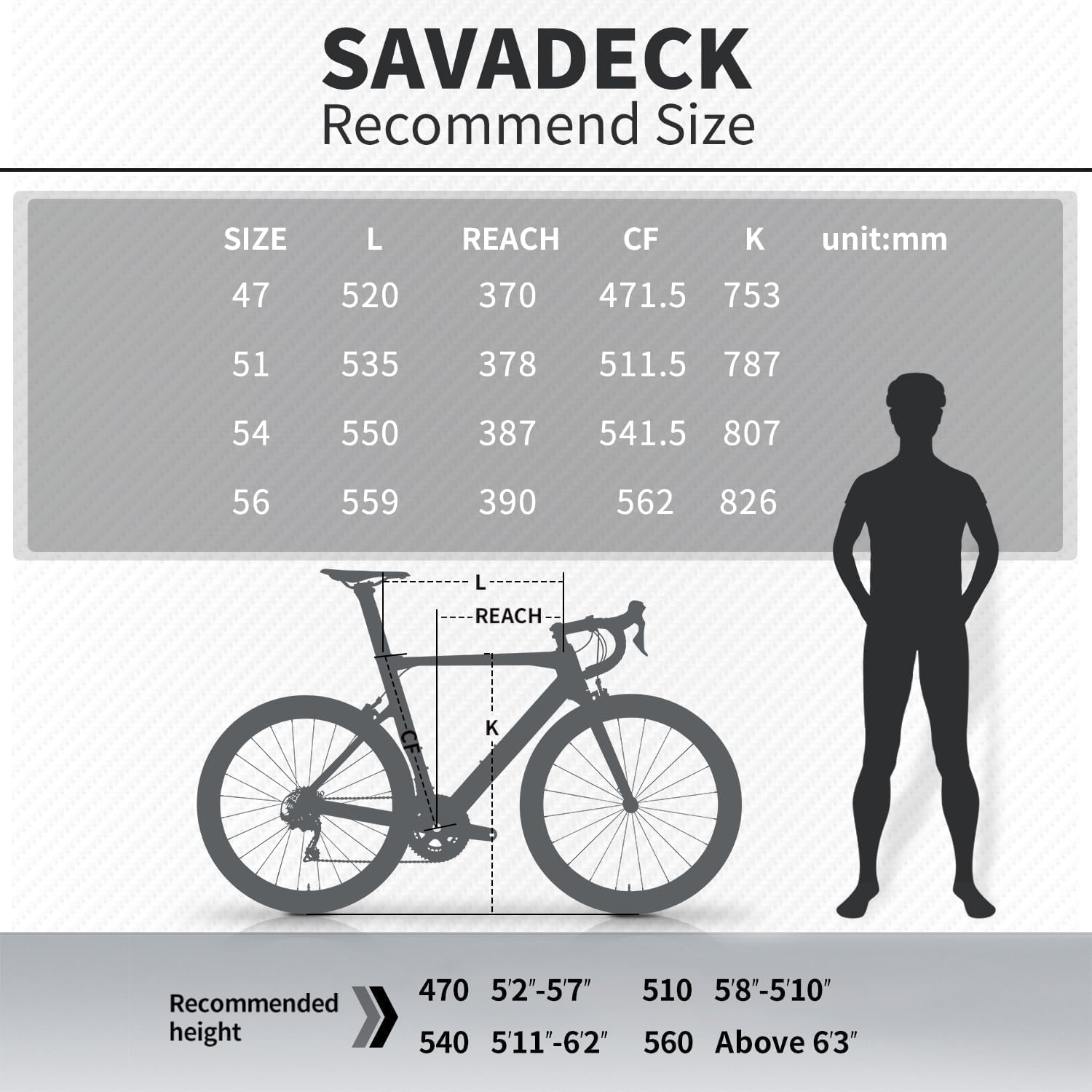 SAVADECK Carbon Road Bike with Shimano SORA R3000 18 Speed Derailleur System,Racing Bicycle with Carbon Fiber Frame Carbon Fork and Double V Brake for Adult.(Black 54cm)