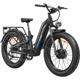 FREESKY Dual Motor Electric Bike for Adults 3500W Fast Ebike 105Miles Long Range 48V 25A Electric Mountain Bike 34MPH Dirt E Bike 26'' Fat Tire Full Suspension Electric Bicycle for Women/Man Black