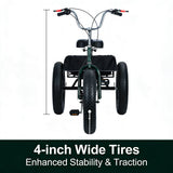 nawoefii Fat Tire Tricycle for Adults 20 Inch, 3 Wheel Bike for Adults Men Women, 7 Speed Cruise Trike with Big Basket, 450 LBS Load All Terrain Heavy Duty Three-Wheeled Cargo Bicycle