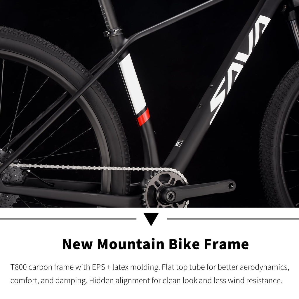 SAVADECK Carbon Fiber MTB with U6000 10 Speed Shift Groupset, Hydraulic Disc Brake with MT200 Break System (Rock Grey, 29 * 17)