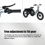 nawoefii Fat Tire Tricycle for Adults 20 Inch, 3 Wheel Bike for Adults Men Women, 7 Speed Cruise Trike with Big Basket, 450 LBS Load All Terrain Heavy Duty Three-Wheeled Cargo Bicycle