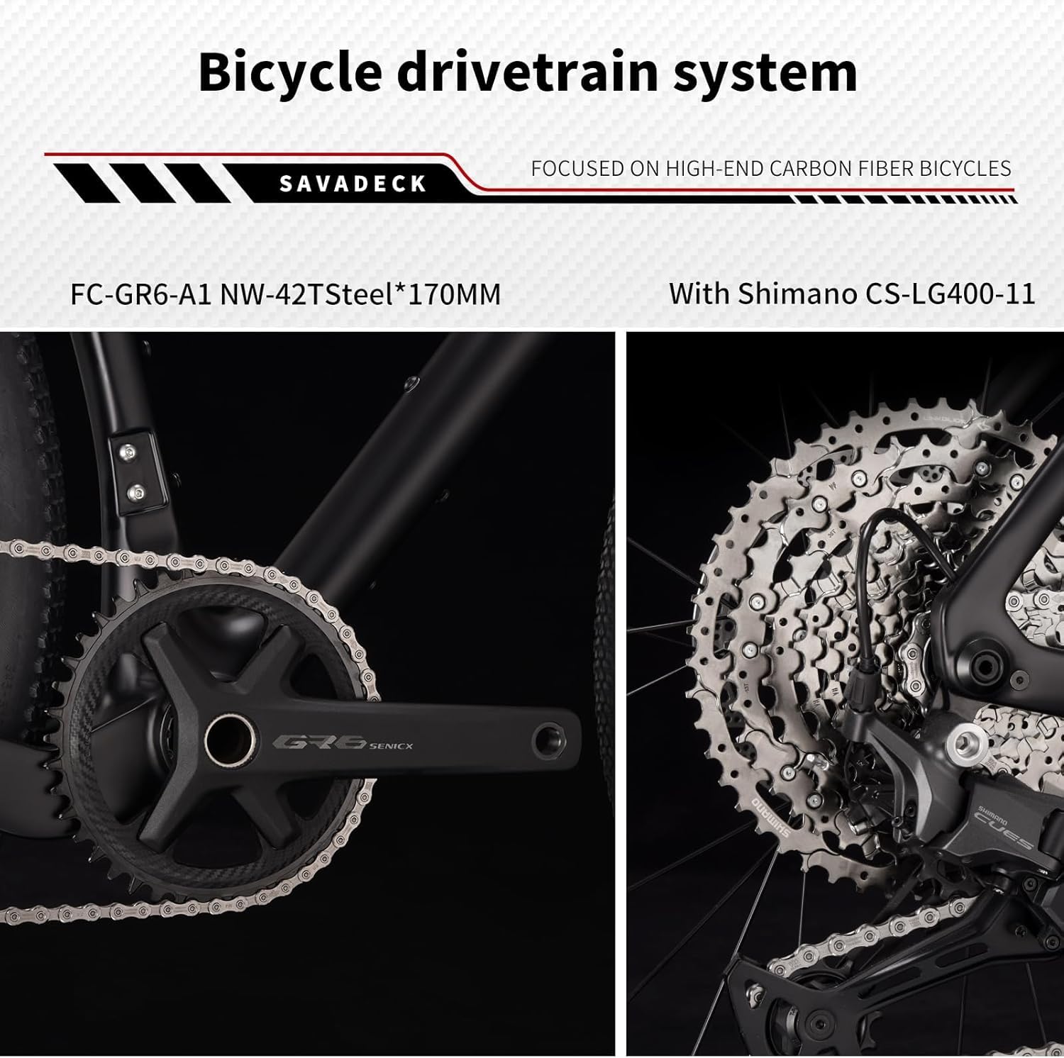SAVADECK Carbon Gravel Bike - T800 Carbon Frame & Fork | Shimano U6000 11-Speed Groupset | Hydraulic Disc Brakes | 700CX40mm All-Terrain Tires | Men & Women Road/Off-Road Bicycle (53cm, Gold)