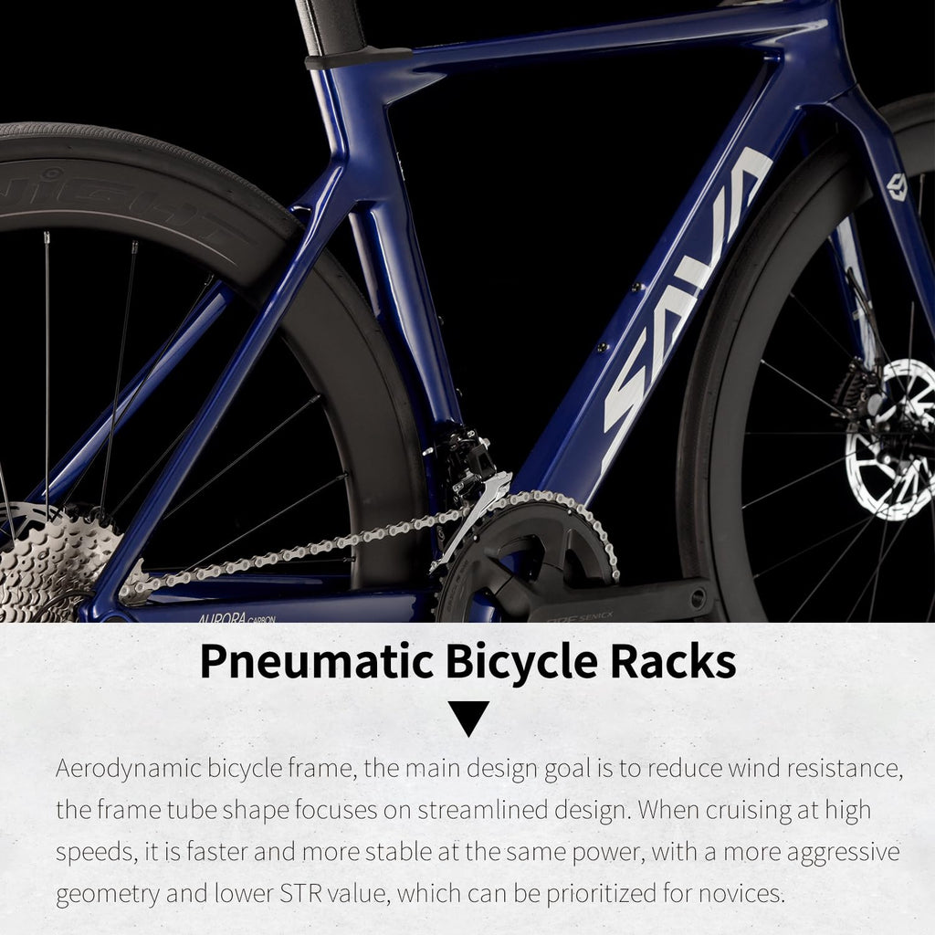 SAVADECK Carbon Fiber Road Bike, Hydraulic Oil Disc Bike with Carbon Fiber Frame and Wheelset, Lightweight Full Carbon Racing Bicycle with Shimano R7120 24S Shift Set for Adults(Dark Blue,51cm)