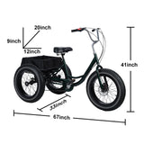 Smalibal [Fat Tires] 7-Speed Adult Tricycle 20 Inch - Stable 3 Wheel Bikes for Adults with Large Spacious Basket, Double Disc Brake, Picnic Shopping Tricycles for Seniors, Women, Men Black