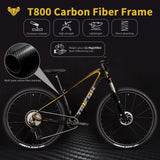 TRIFOX Carbon Fiber Mountain Bike with Shimano M6100 Deore Groupset 12-Speed,Carbon Fiber Frame,Hydraulic Fork 130mm Travel,29er Mountain Bike for Adult 17/19 inch (Obsidian Gold, 29er * 17 inch)