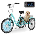 MOONCOOL Electric Tricycle for Adults, 350W 36V Removable Battery, 7 Speeds 3 Wheels Electric Trikes with Large Basket Up to 60Miles