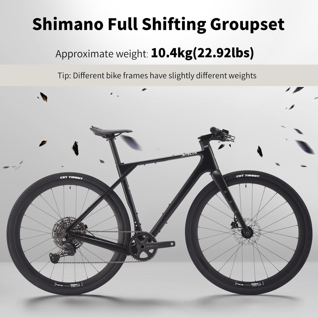 SAVADECK Carbon Gravel Bike - T800 Carbon Frame & Fork | Shimano U6000 11-Speed Groupset | Hydraulic Disc Brakes | 700CX40mm All-Terrain Tires | Men & Women Road/Off-Road Bicycle (Gold, 51cm)