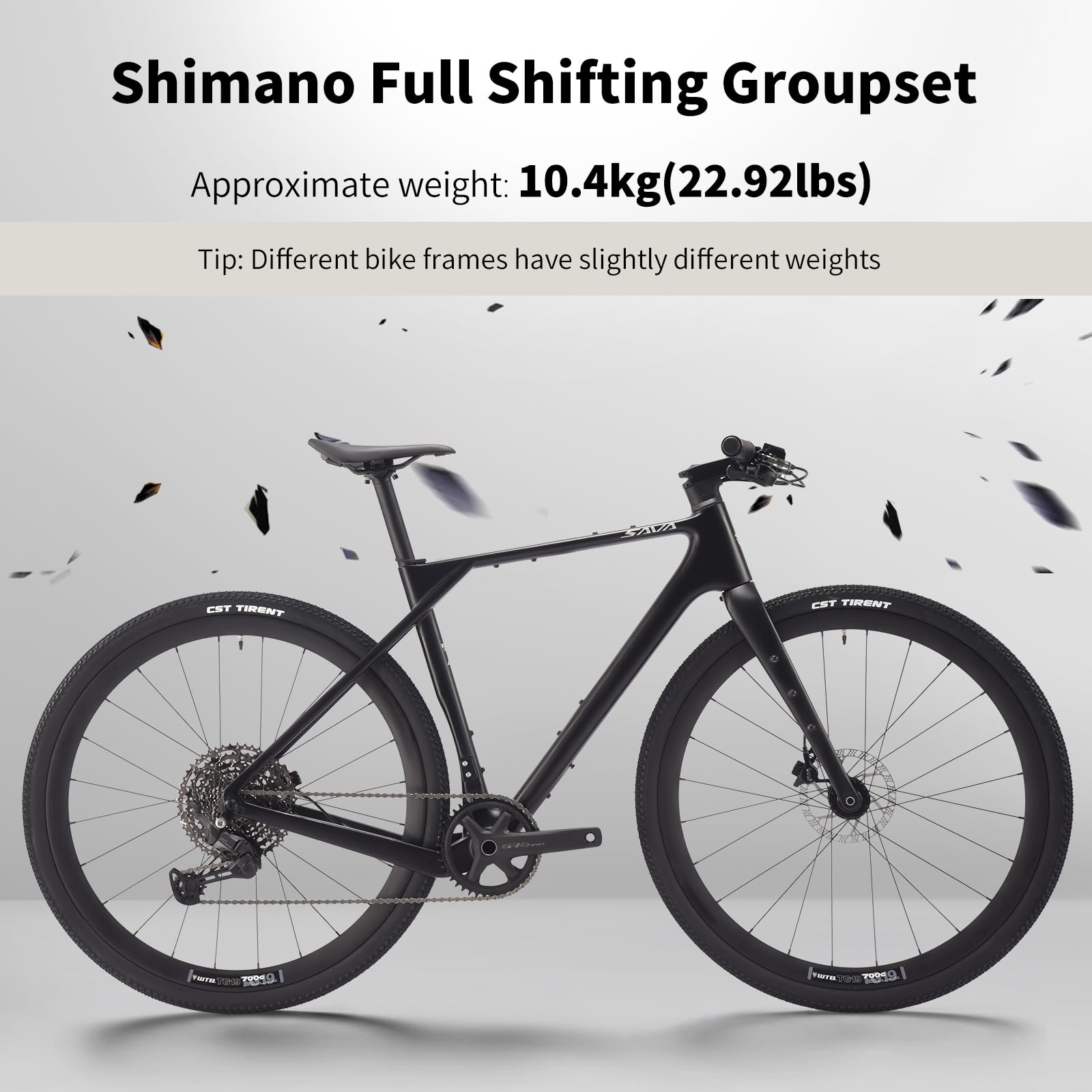 SAVADECK Carbon Gravel Bike - T800 Carbon Frame & Fork | Shimano U6000 11-Speed Groupset | Hydraulic Disc Brakes | 700CX40mm All-Terrain Tires | Men & Women Road/Off-Road Bicycle (Gray, 47cm)
