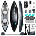 TIDETREK Inflatable Touring Kayak 1-Person & 2-Person with Waterproof Seat & Full Accessory Kit, Lightweight Recreational Kayak for Lake, River & Fishing (Storm Edge, 2-Person(Tandem))