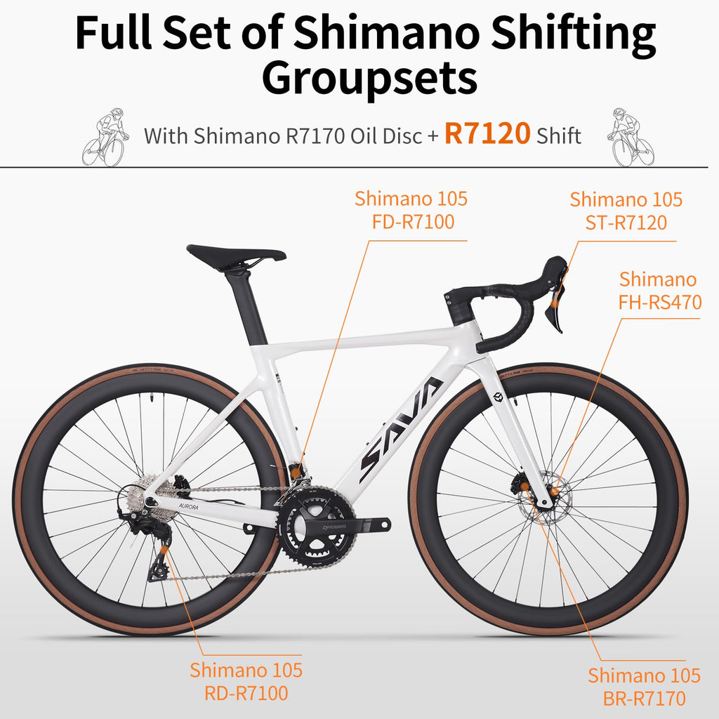 SAVADECK Carbon Fiber Road Bike, Hydraulic Oil Disc Bike with Carbon Fiber Frame and Wheelset, Lightweight Full Carbon Racing Bicycle with Shimano R7120 24S Shift Set for Adults(Black,51cm)