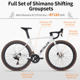 SAVADECK Carbon Fiber Road Bike, Hydraulic Oil Disc Bike with Carbon Fiber Frame and Wheelset, Lightweight Full Carbon Racing Bicycle with Shimano R7120 24S Shift Set for Adults(Black,51cm)