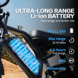 AVDLBIKE Electric Bike, 16'' Fat Tire E-Bike for Teens &Child/Adults, 500W Small Ebike with 36V/12.8Ah Removable Battery, 20 MPH /45 Mile Range, Full Suspension Off-Road Electric Dirt/Mountain Bike