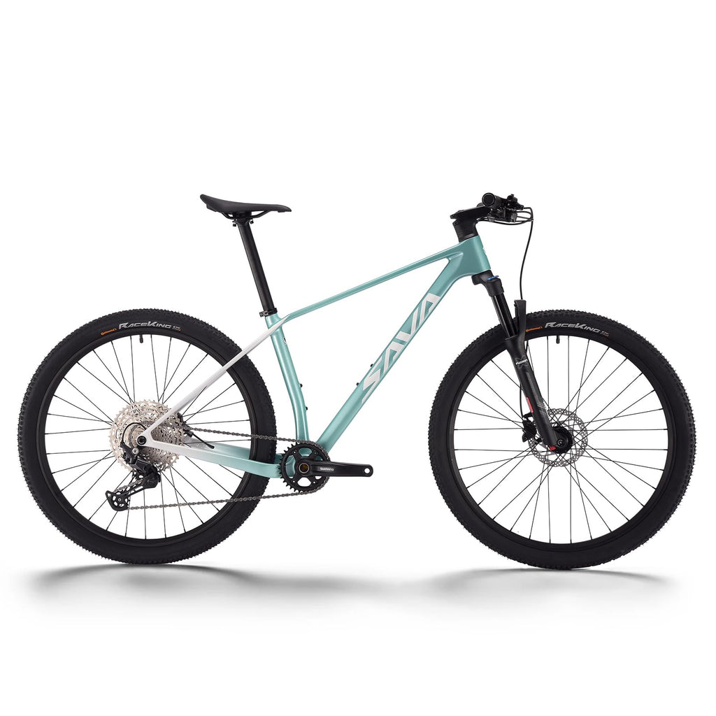 SAVADECK Carbon Fiber Mountain Bike with Shimano Deore M6100 12-Speed, MTB Bicycle with Hydraulic Disc Brakes(Green, 27.5 * 15)