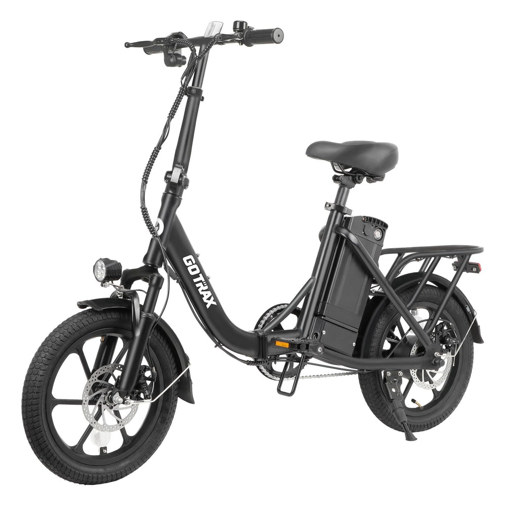 Gotrax S4 16" Folding Electric Bike, Max Range 28Miles(Pedal-Assist) &15.5Mph Power by 350W Motor, Front Suspension&Adjustable Seat and Handlebar, Commuter Electric Bicycle for Adults Black