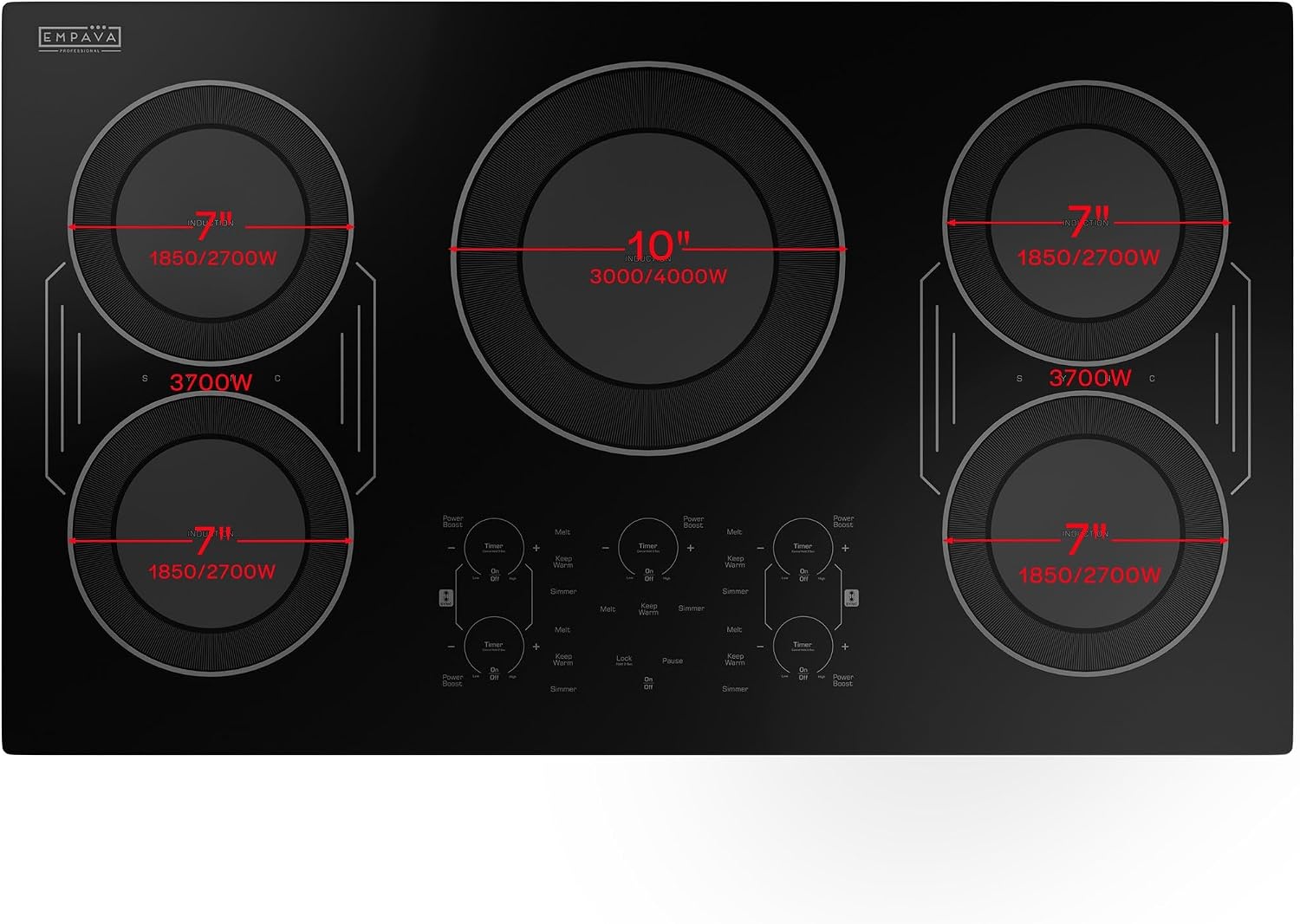 Empava Electric Induction Cooktop 36" Built-In 5 Burners 11400W 208/240V New